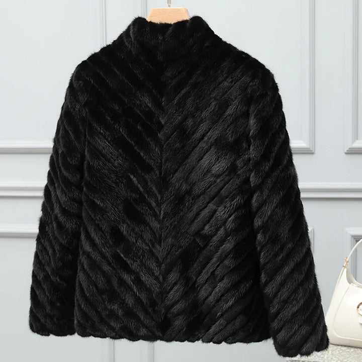 2022 Real Mink Fur Jacket Women Stand Collar Short Clothes Women Winter 100% Natural Mink Fur Long Sleeves Outerwear 6XL 7XL