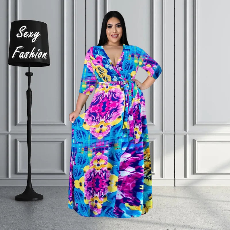 Fall Fashion Plus Size Maxi Evening Dress