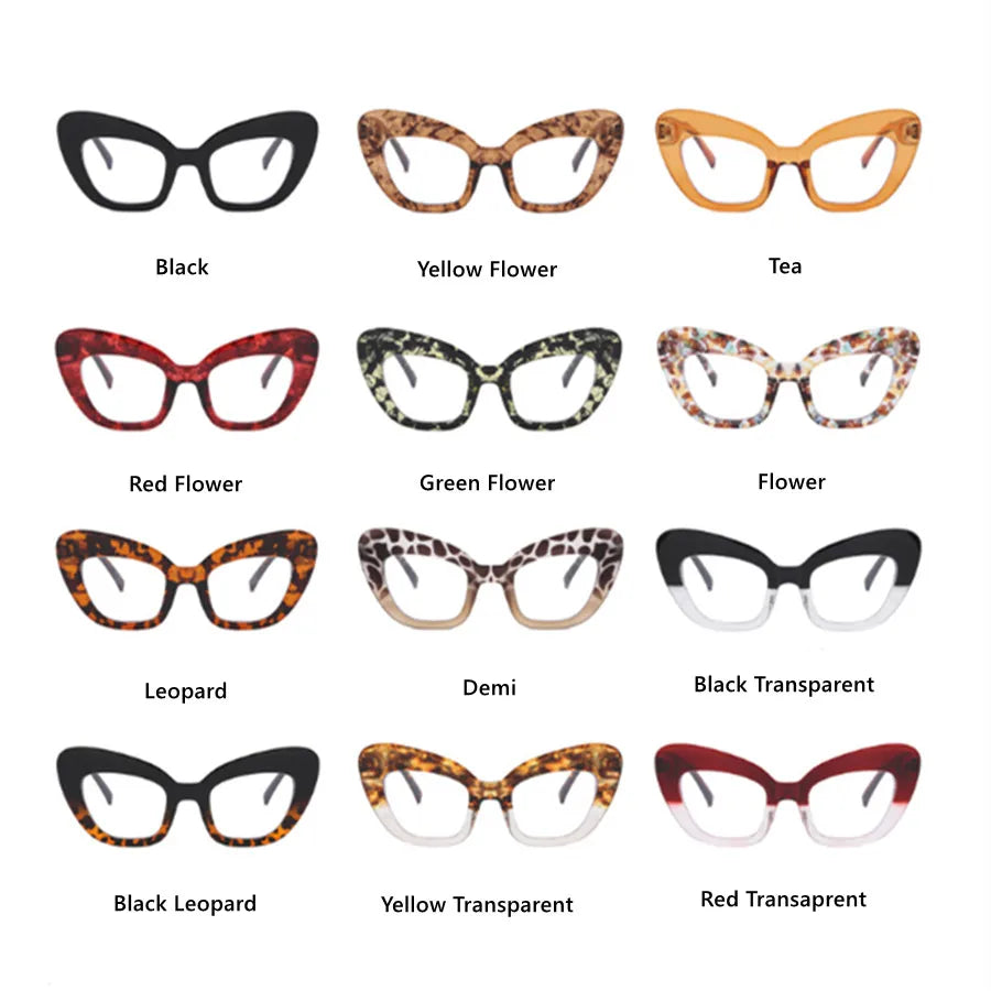 2022 New Fashion Vintage Anti Blue Light Cat Eye Women Glasse Retro Designer Eyeglasse Frame Ladies Ins Trending Clear Computer