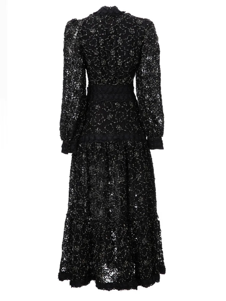 Elegant Black Lace Party Dress for Women - Spring 2023 Collection