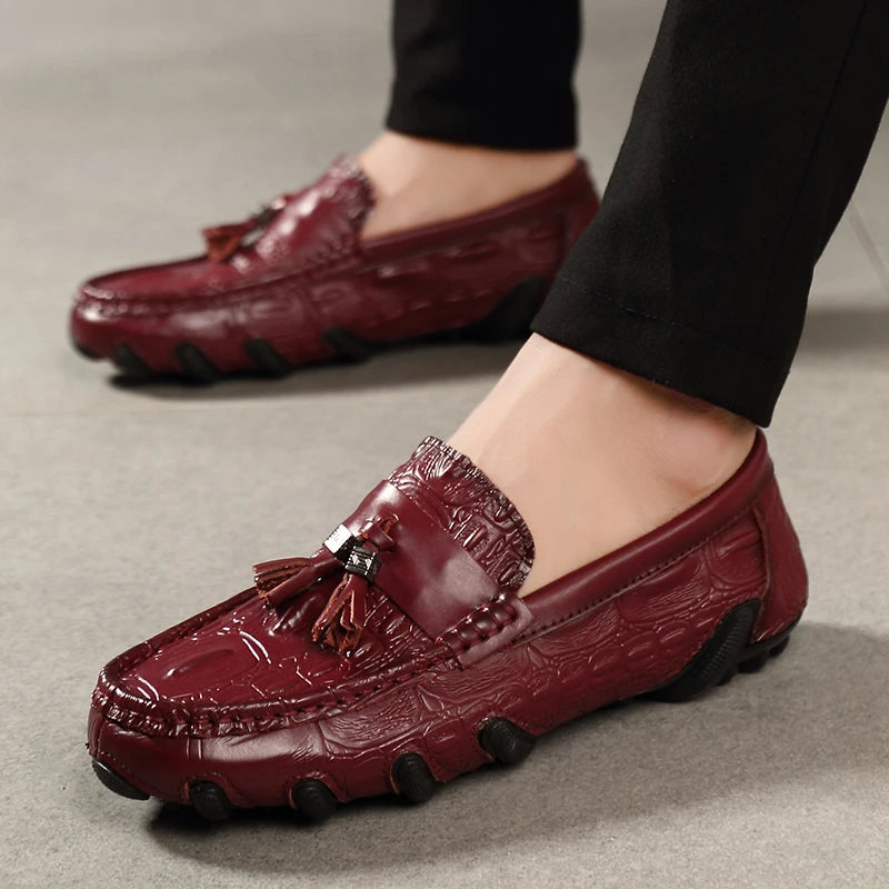 Men's Crocodile Pattern Leather Loafers