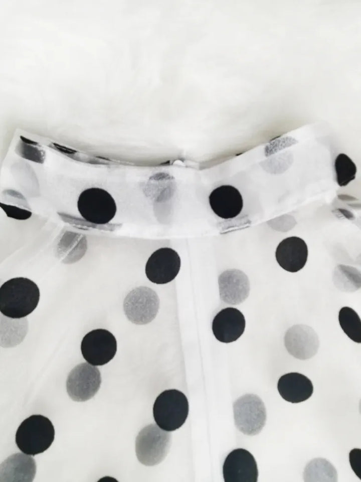 Polka Dot Peplum Blouse - Sheer, Sexy, and Stylish - Sizes S-2XL