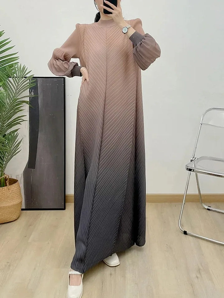 ANLAN Miyake Pleated Long Dress