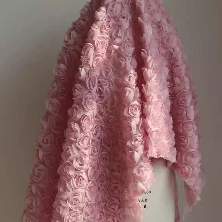 Rose Mesh Fabric Dress Material