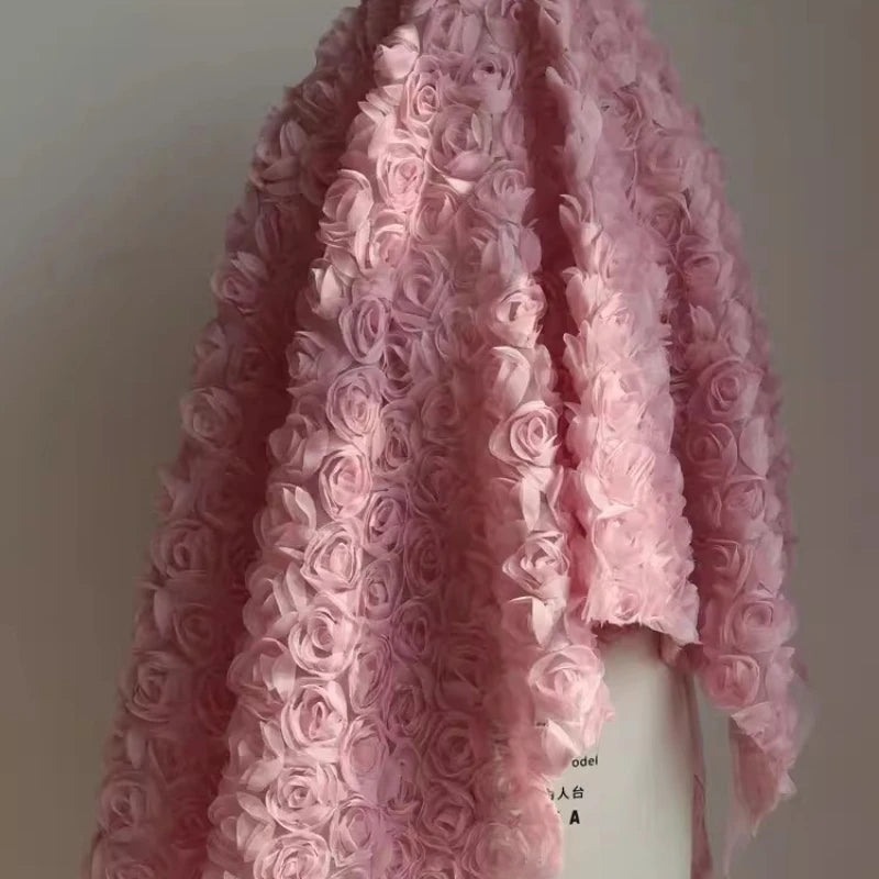 Rose Mesh Fabric Dress Material