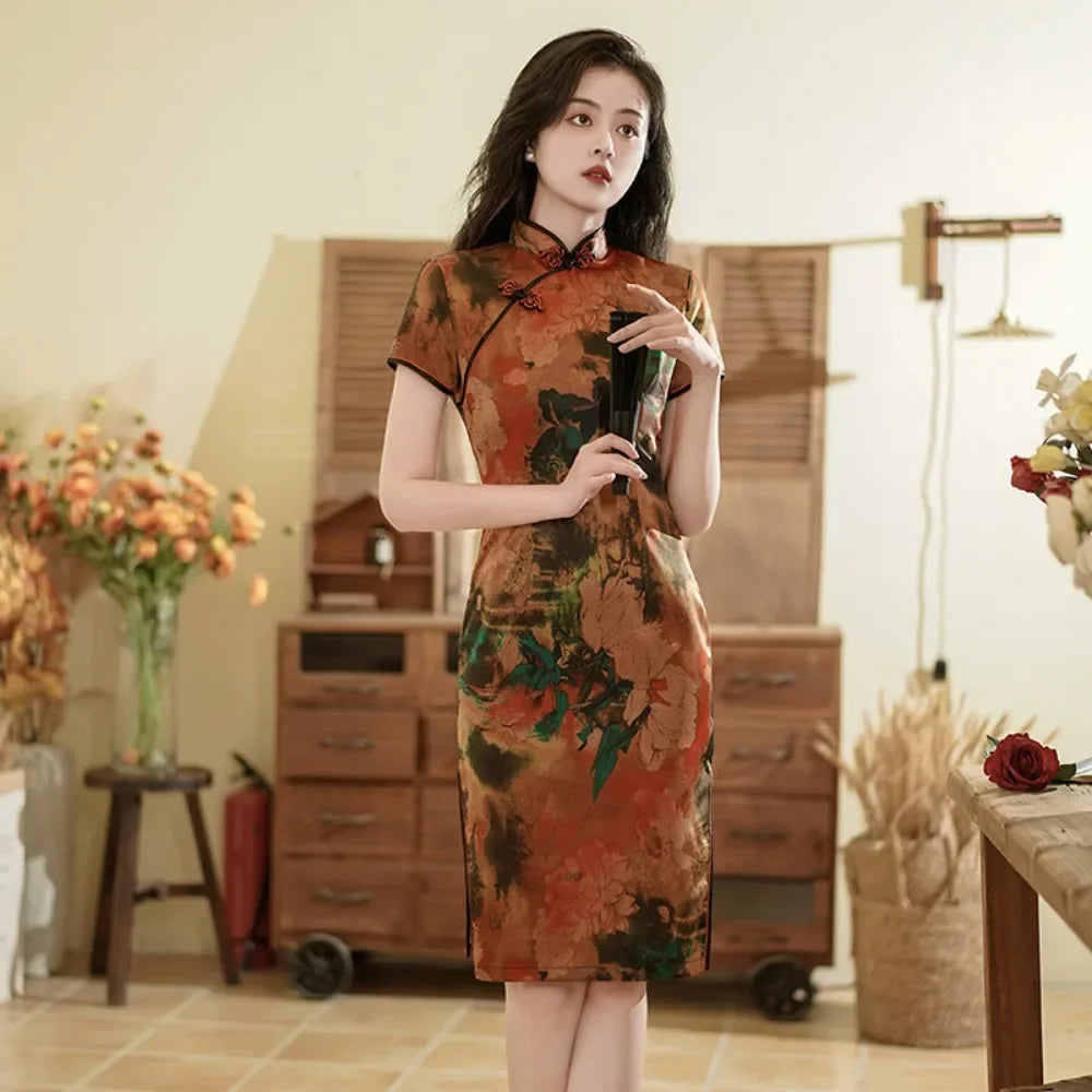 Vintage Cheongsam Qipao Dress | Elegant Ethnic Style for Women | Party Streetwear