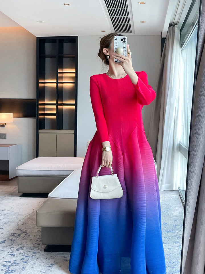 Elegant Gradient Maxi Dress for Women - 2023 Autumn Collection