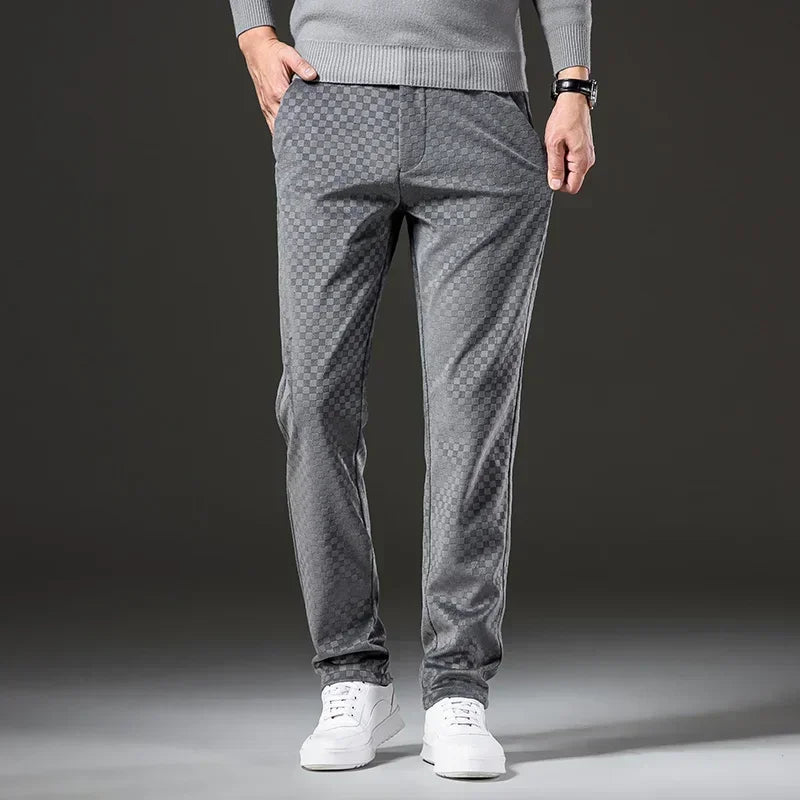 Stylish Autumn Men's Corduroy Pants - Plaid Business Trousers