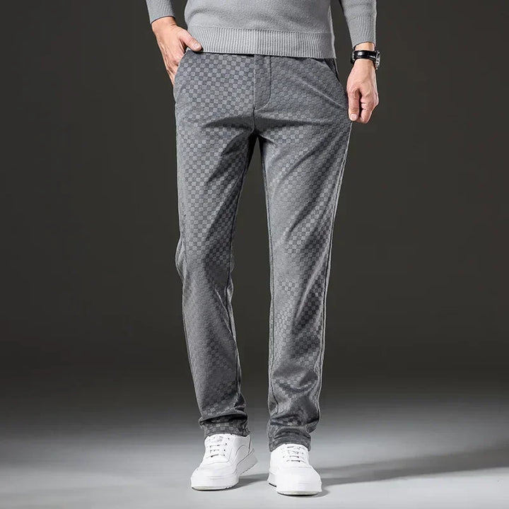 Stylish Autumn Men's Corduroy Pants - Plaid Business Trousers