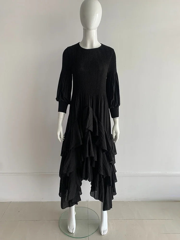 Miyake Ruffled Maxi Dress - Loose Fit, Casual Summer Style, One Size