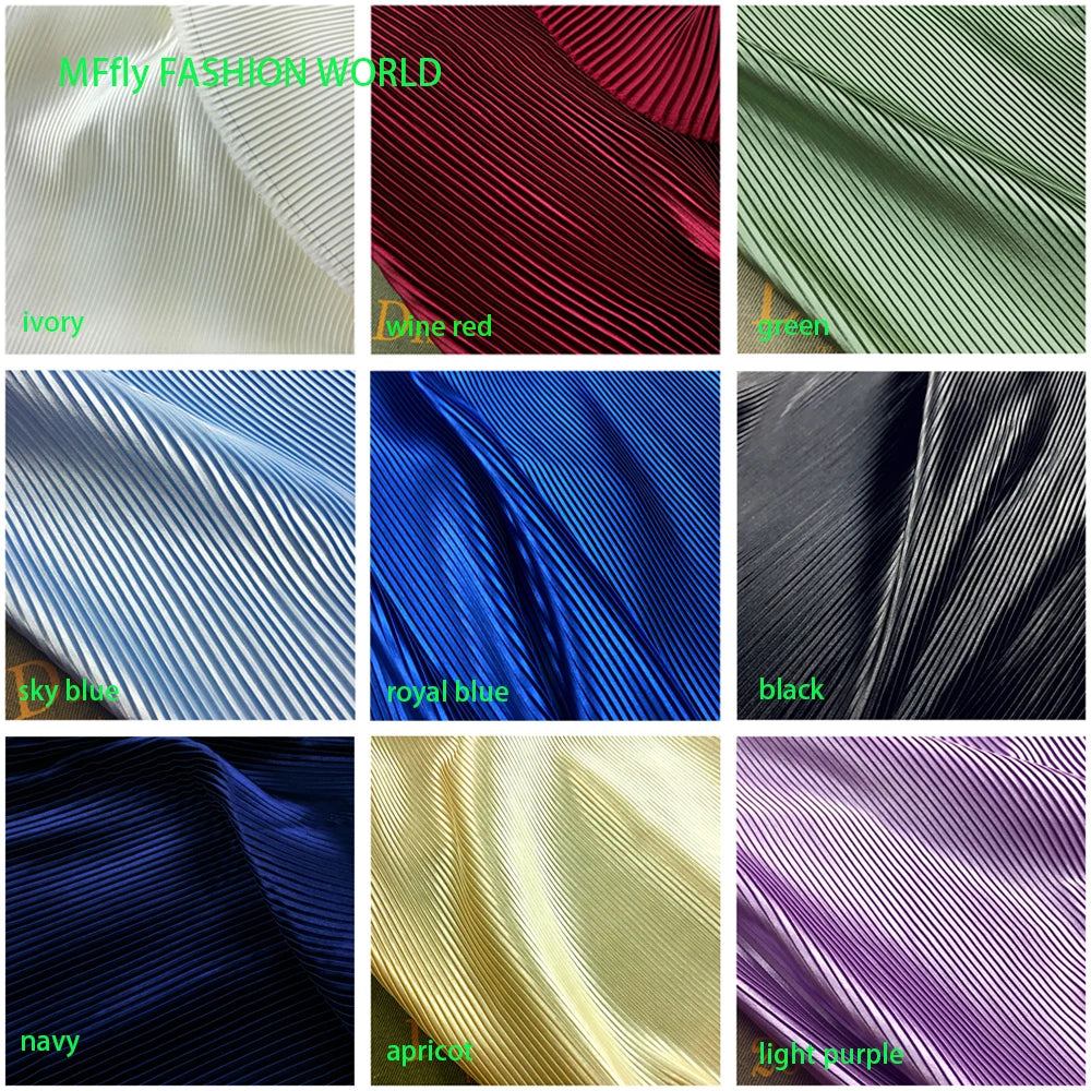 Multicolor Pleated Satin Fabric - Purple Plisse Fabric