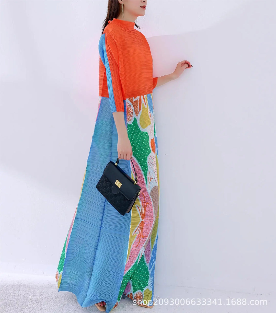 Miyake Patchwork Color Printed Dress 2023