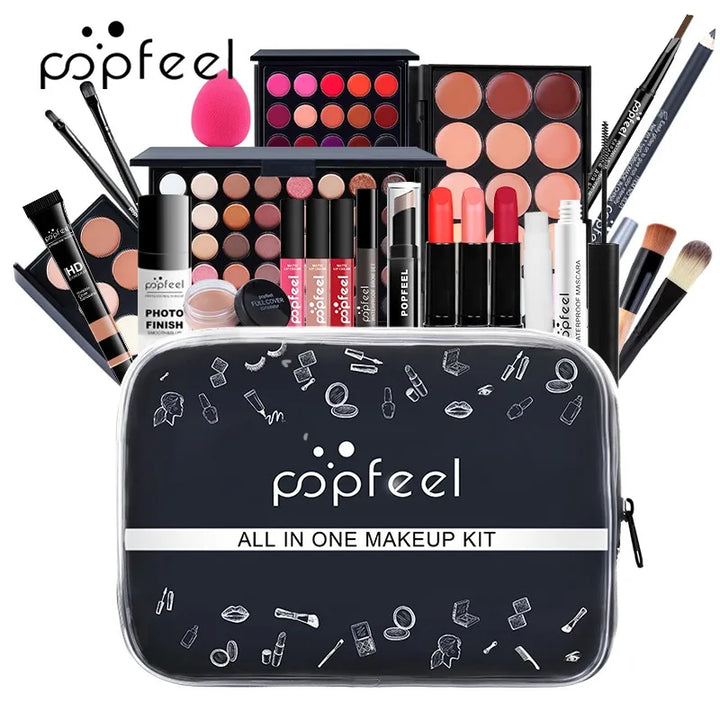 Ultimate All-In-One Makeup Kit for Women - 34pcs Full Set with Eyeshadow, Lipstick, Concealer, Brushes & More!