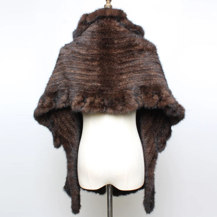 Winter Women's Real Mink Fur Shawl