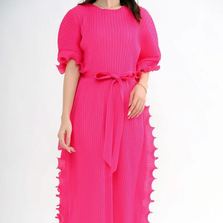 Stylish Miyake Summer Maxi Dress - Plus Size, Comfortable Fit, Lace Detail