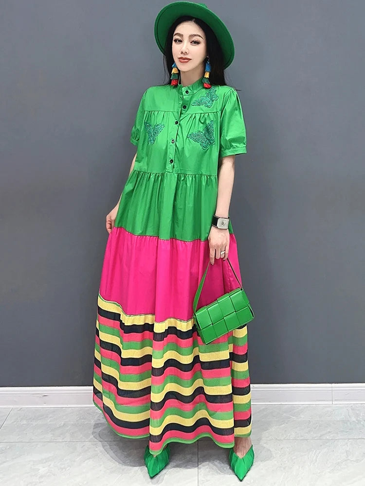 Stunning Summer Dress with Elegant Embroidery - SHENGPALAE