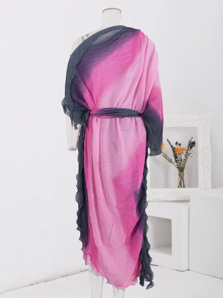 LANMREM 2024 Ruffle Dress | Color Gradient | Irregular | One Size | ASIAN Size