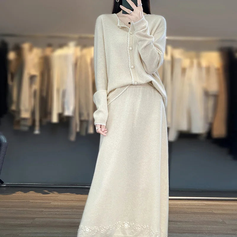 Pure Cashmere Chinese Style Knit Set