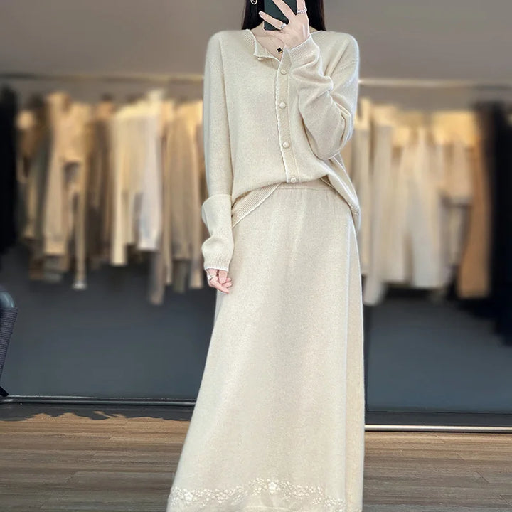 Pure Cashmere Chinese Style Knit Set