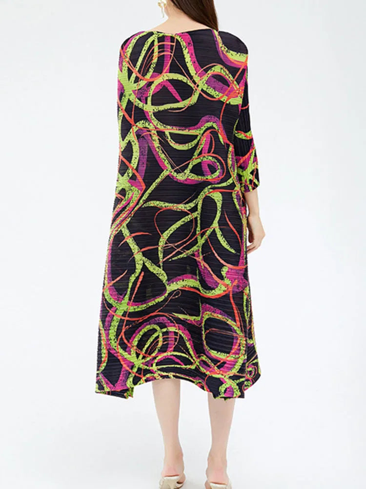 LANMREM Striped Print A-line Dress