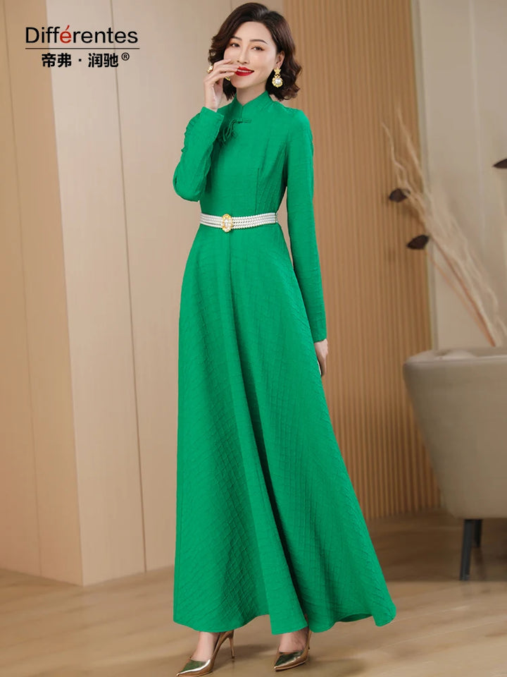 Vintage Chinese Style Dress: Slim Fit Tassel Long Sleeve for Women's Events & Parties
