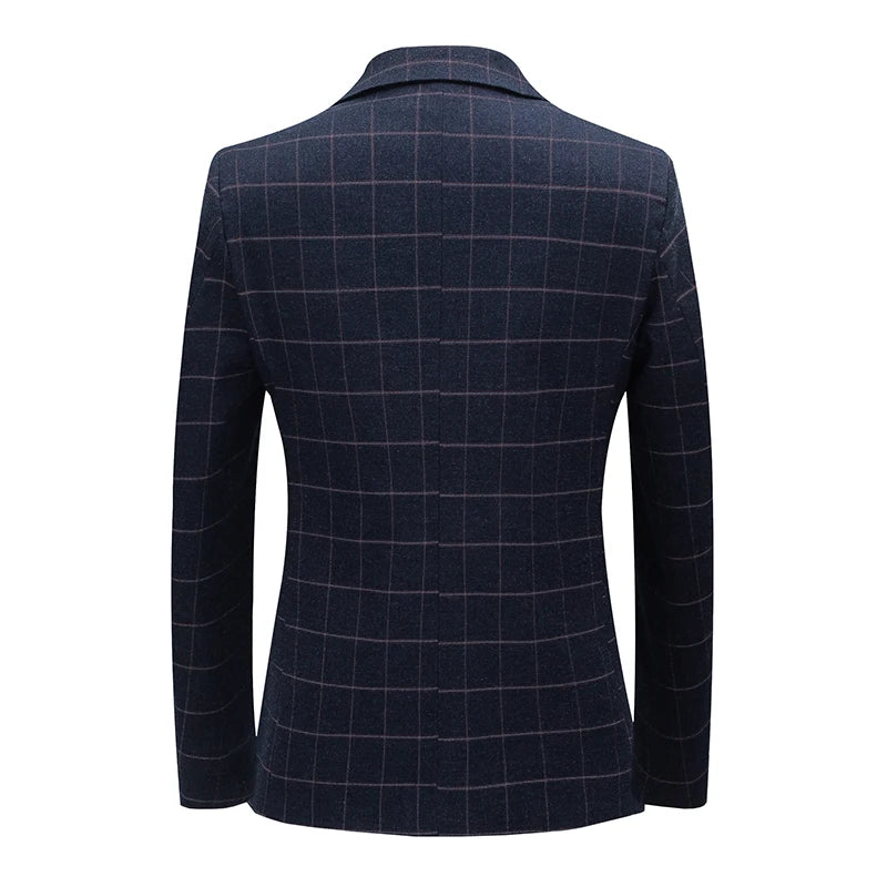 2023 Men's Plaid Suit Jacket - Business & Wedding Ready!