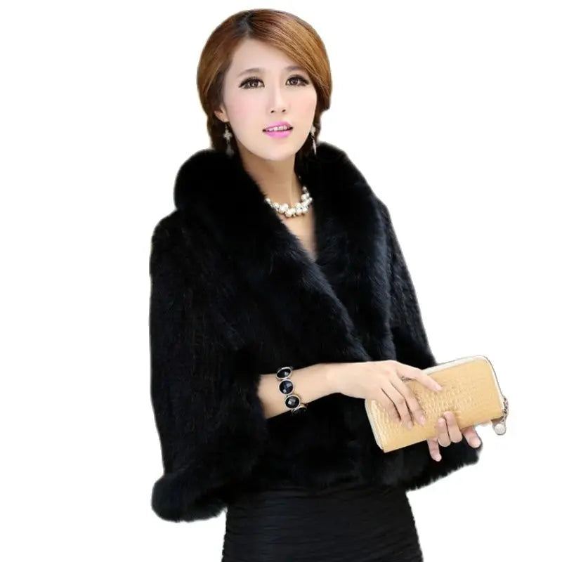 Women Real Fur Coat 100% Natural Genuine Mink Fur Jacket Ladies Fashion Knitted Outerwear Shawl Poncho Cape Mink Fur Overcoat