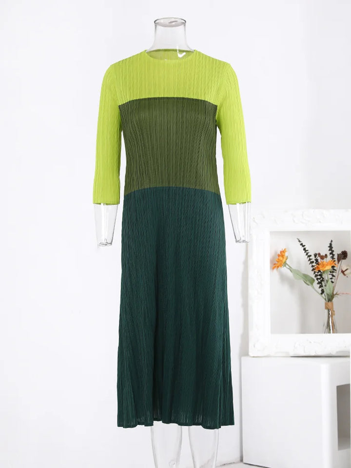 LANMREM Color Block Dress - Spring Fashion for Women - Loose Fit & Contrast Print - Sizes S-L