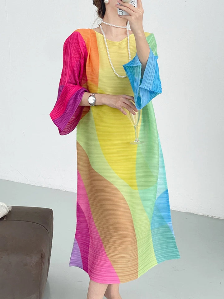 Transform Your Style with Our Elegant DEAT Color Block Dress - Perfect for Any Occasion!