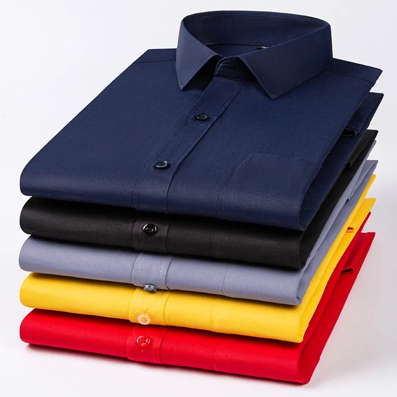 Plus Size Men's Formal Dress Shirt - Autumn Office Wear, Long Sleeve, Blue/Black, 10XL-11XL, 160KG