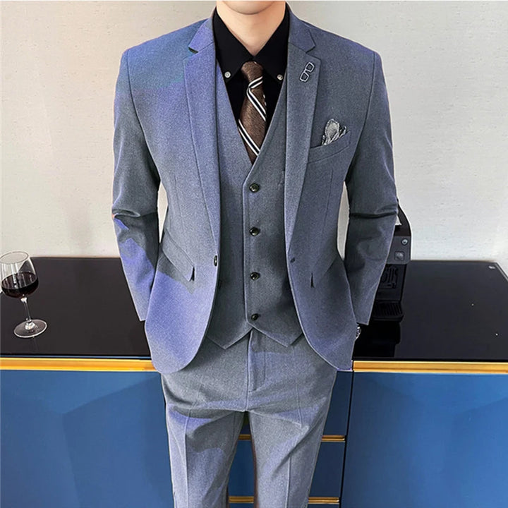 2023 Men's 3-Piece Striped Suit Set: Blazers, Jacket, Pants & Vest