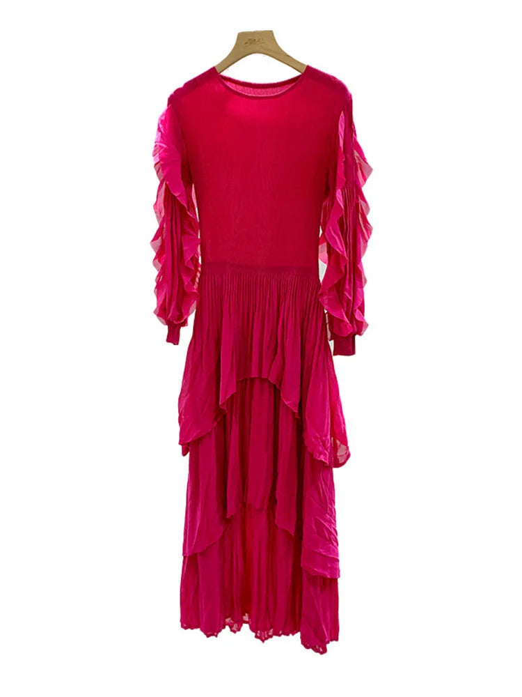 Stylish Layered Pleated Dress for Women - 2024 Spring Collection