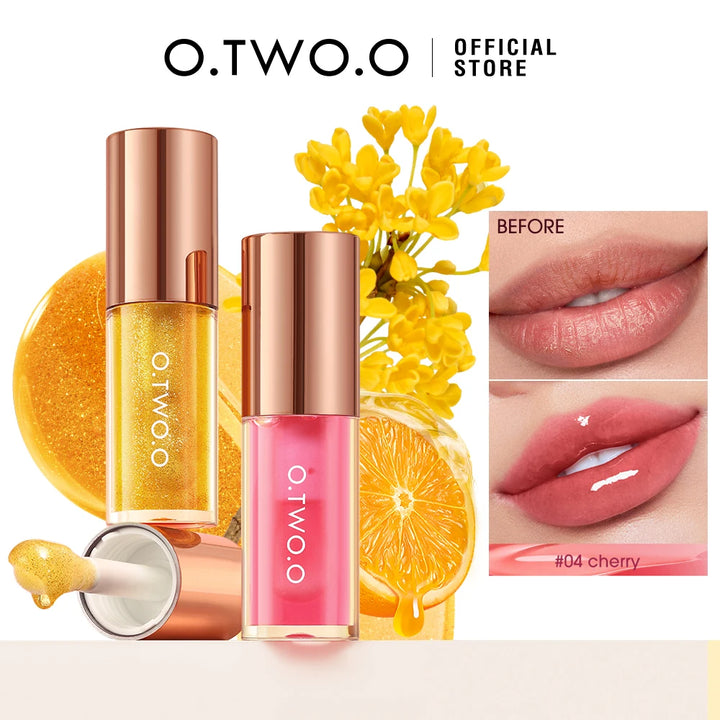 Hydrating Lip Oil Gloss: Plump, Moisturize & Shine with O.TWO.O's Natural Formula - 3 Uses in 1!