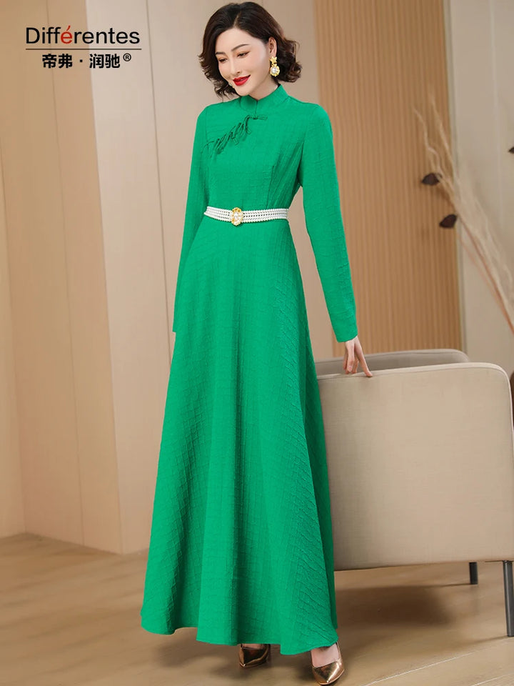 Vintage Chinese Style Dress: Slim Fit Tassel Long Sleeve for Women's Events & Parties