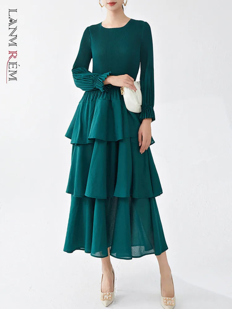 LANMREM Fashion Pleated Cake Dress