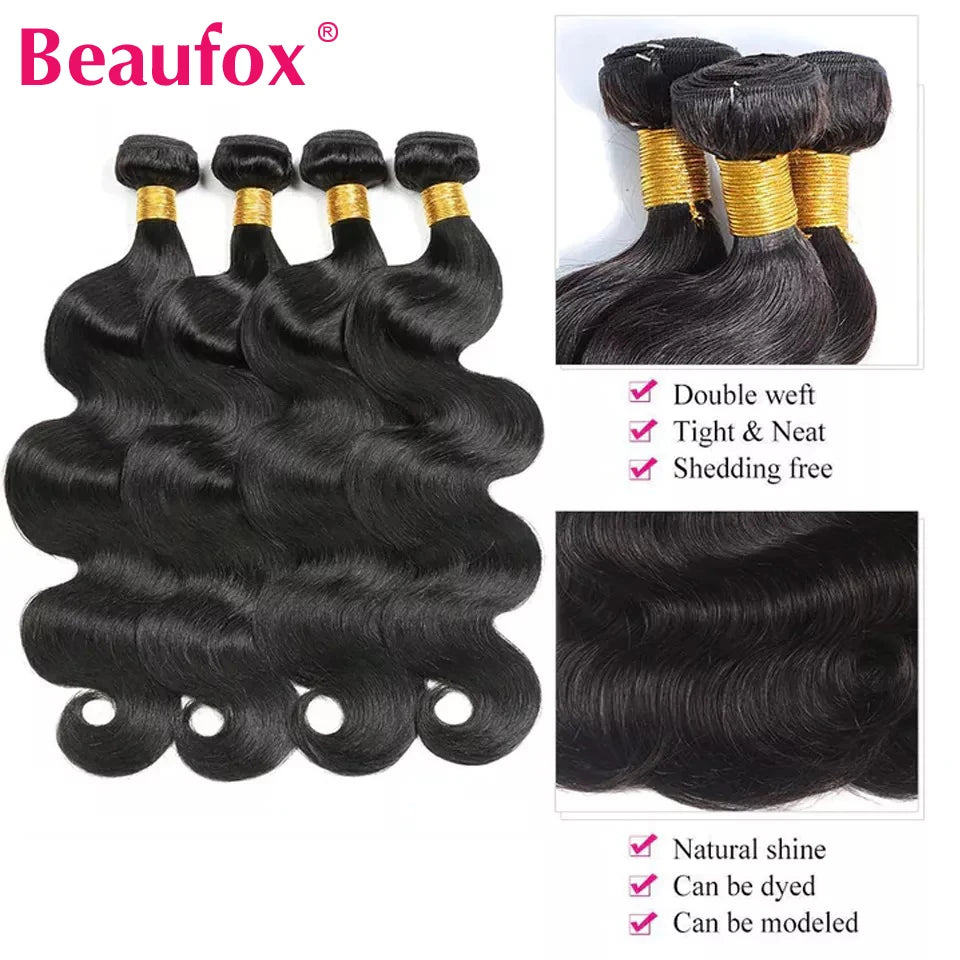 Beaufox Brazilian Hair Weave 3 Bundles - Body Wave 22 24 26