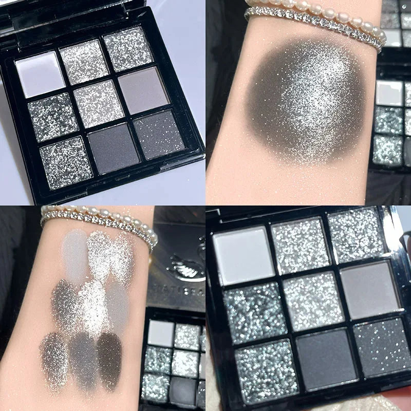 Effortlessly Create Stunning Smoky Eyes - 9 Color Glitter Eyeshadow Palette