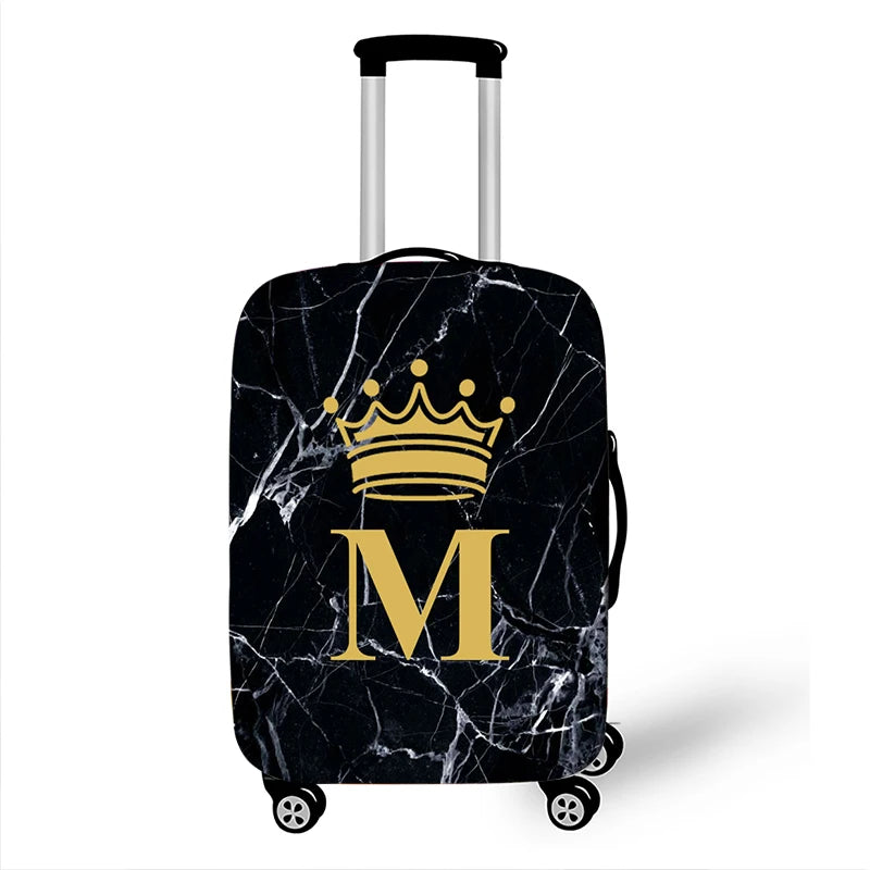 Marble Crown Letter Luggage Cover - Travel Suitcase Protector