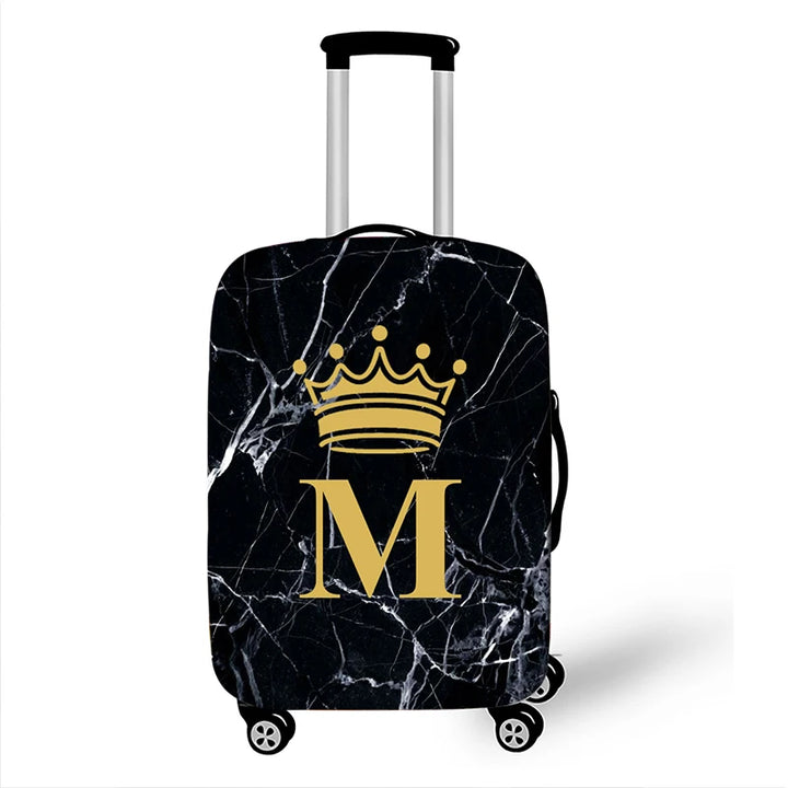 Marble Crown Letter Luggage Cover - Travel Suitcase Protector