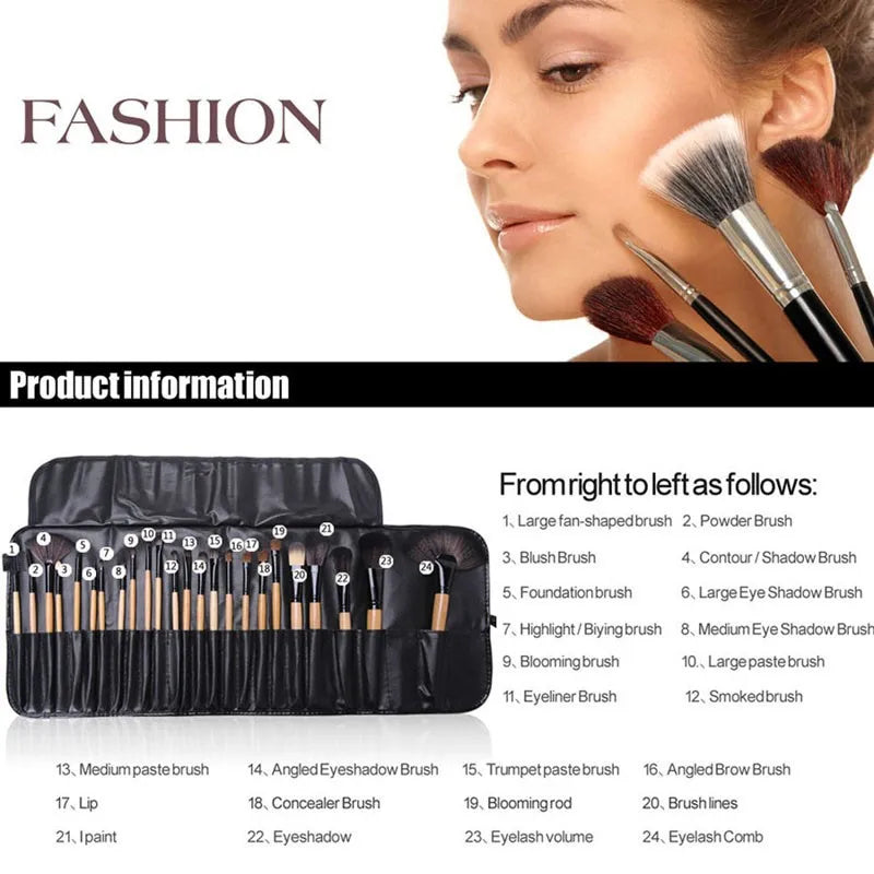 24-Piece Makeup Brush Set: Professional Cosmetics for Flawless Beauty