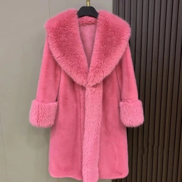 2023 Winter Fashion: Women's Warm Fur Coat with Trendy Mink Collar - Size /cm