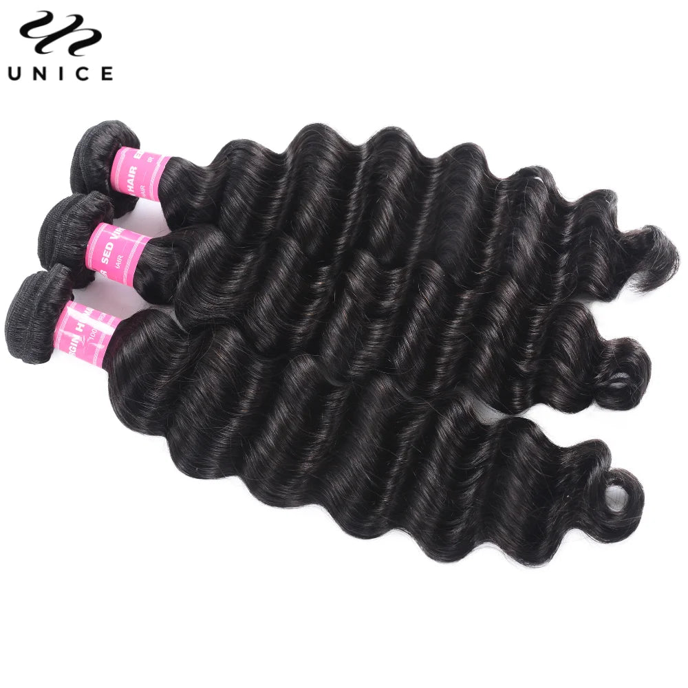 UNice Loose Deep Wave Human Hair Bundles