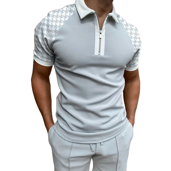 Men's Grid Stripe Polo Shirt