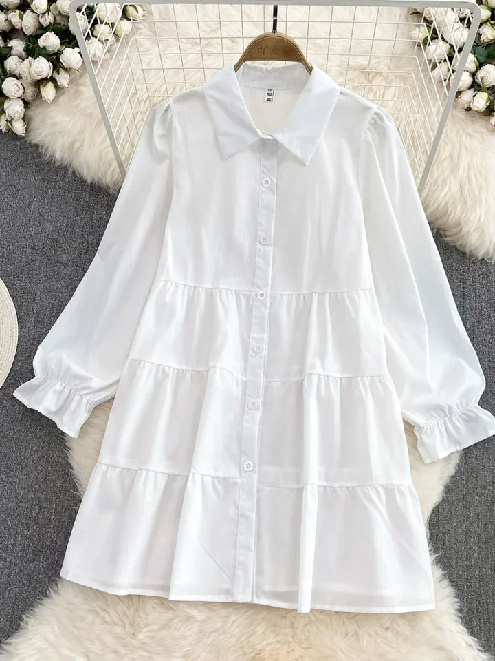 Elegant White Shirt Dress Set