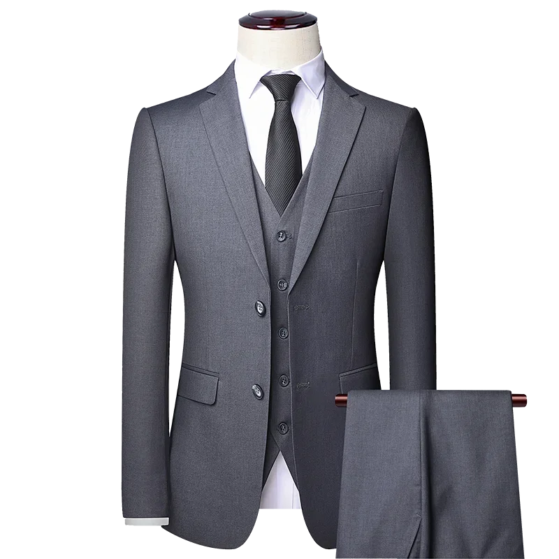 2023 Men's Business Formal Suit - High Quality Solid Color Suit Set for Groom and Best Man