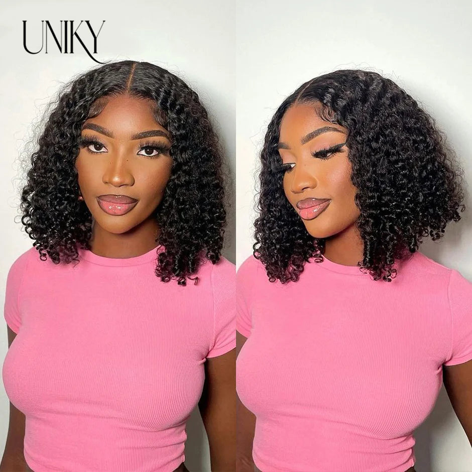 Short Bob Human Hair Jerry Curl Lace Front Wig