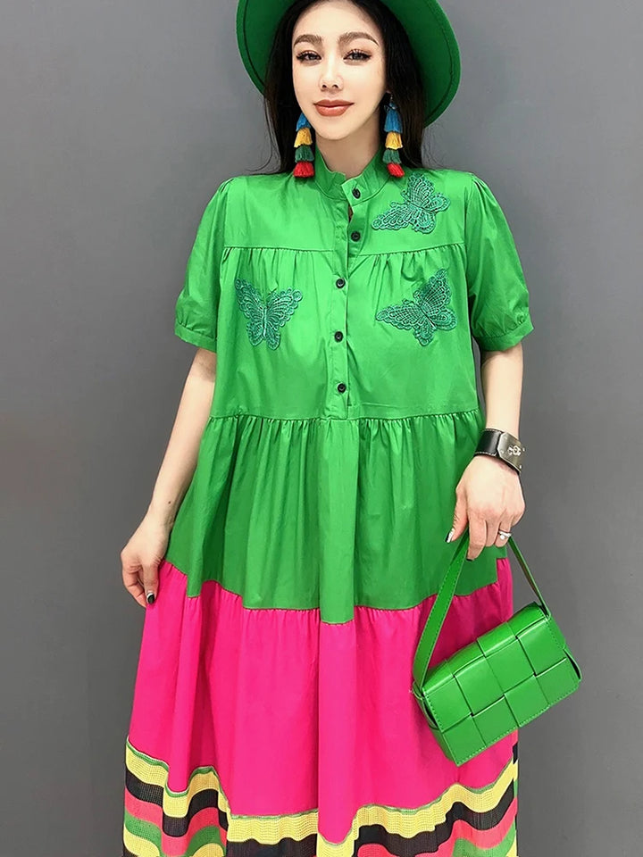 Stunning Summer Dress with Elegant Embroidery - SHENGPALAE