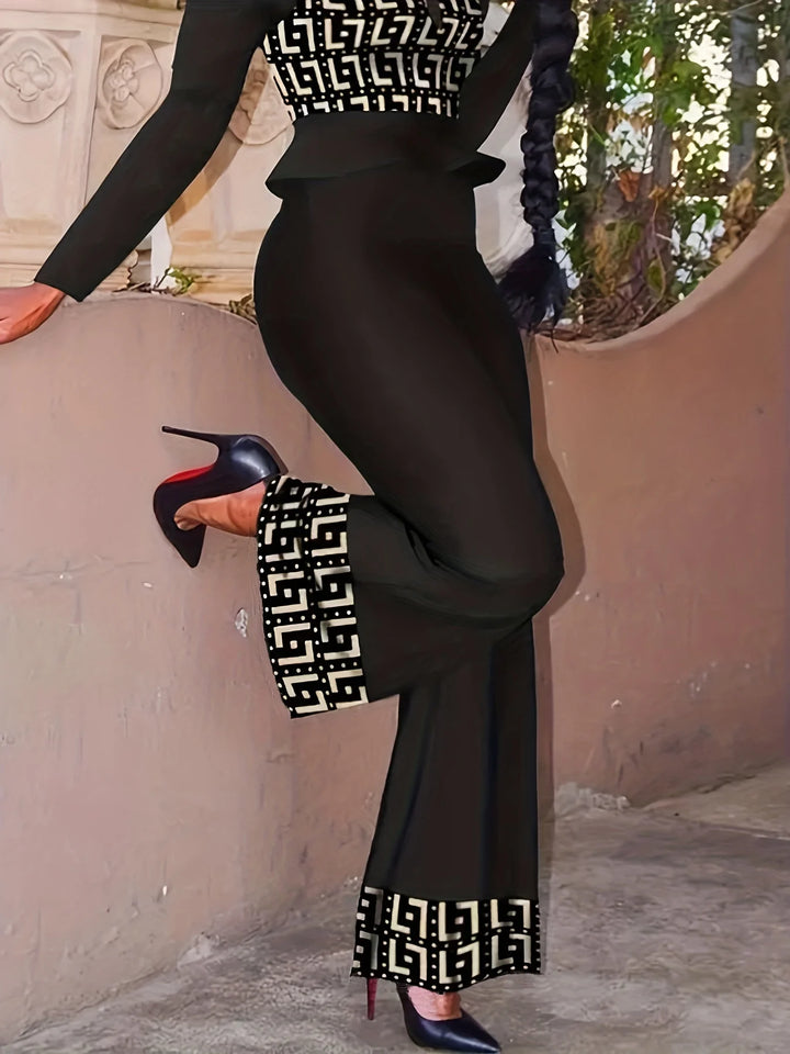 Stylish Plus Size High Waisted Straight Leg Pants - Solid Color & Leg Stitching