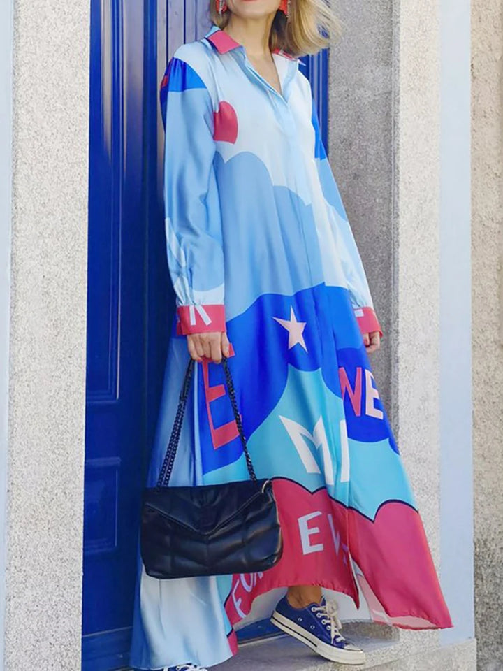 Stylish Women's Patchwork Maxi Dress - Office Lady Essential!