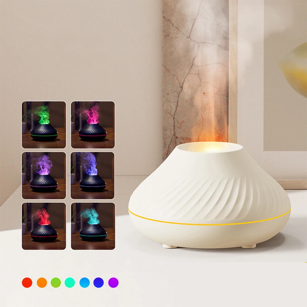 Transform Your Home with Volcanic Flame Aroma Diffuser - Cool Mist, LED Light & More!